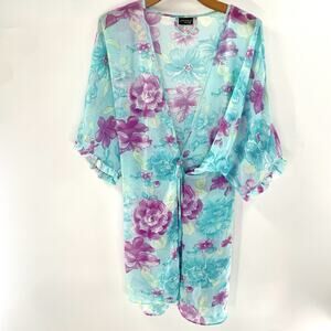 Cinema Etoile Robe Women's One Size Seductive Wear Satin Sheer Ruffle